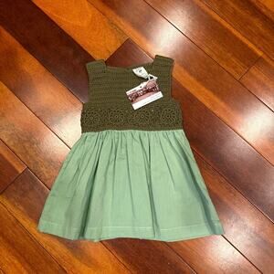 Kate Quinn with love from Africa crochet dress in Fair Green Size 3-6 months NWT
